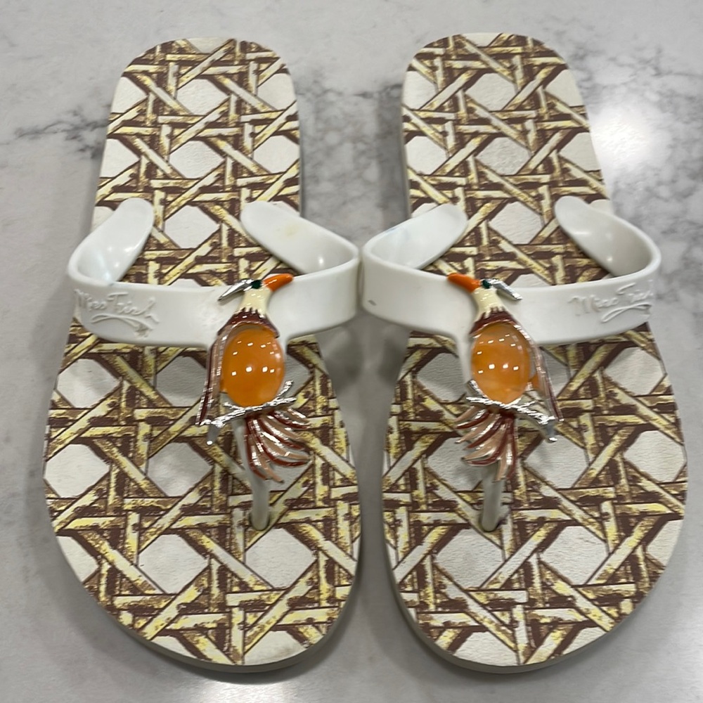 Women’s bird flip-flops by Miss Trish